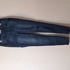 Kensie Effortless Ankle Mid Rise Skinny Denim Jeans 4 27 Distressed Dark Wash
